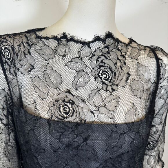 Vintage 1970s Bill Blass Lace Cocktail Dress - Picture 3 of 16